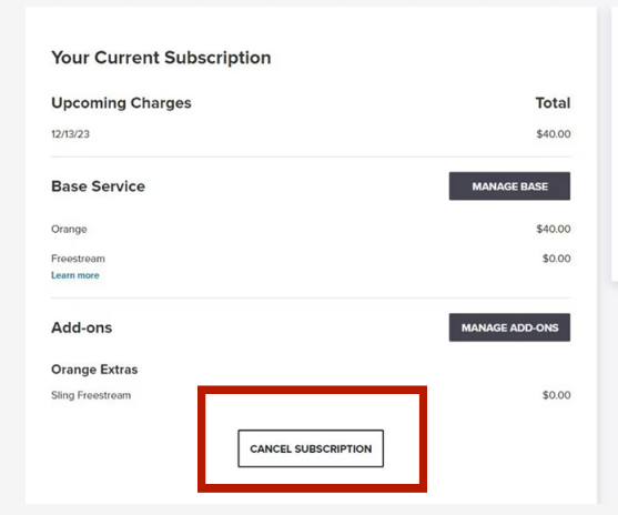 Select The Cancel Subscription Select The Cancel Subscription