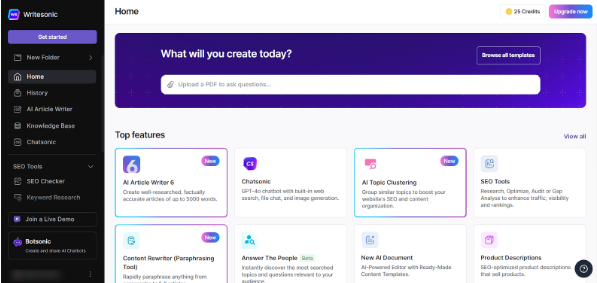 Writesonic Dashboard Writesonic Dashboard