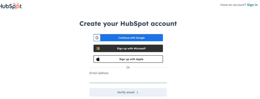 Create Your Hubspot Account