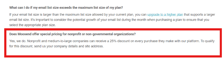 Moosend Discount