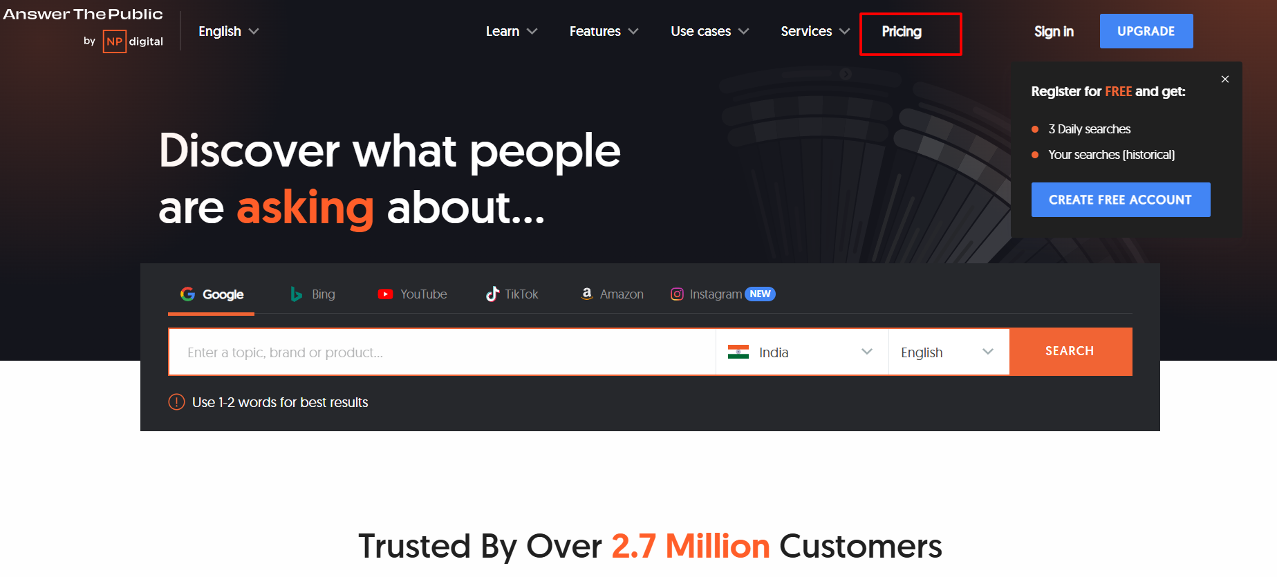 Click On The Pricing Option