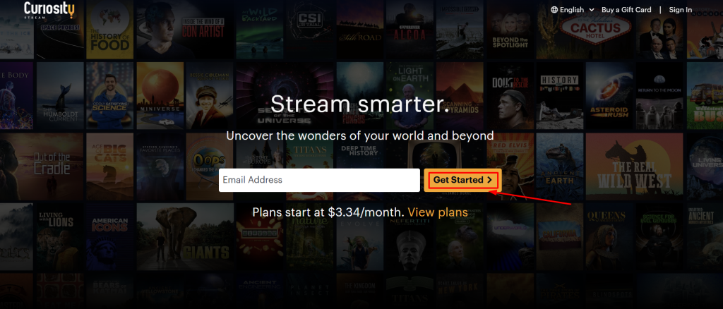 Click On The “Get Started” Button