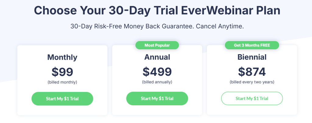 EverWebinar Pricing Plan