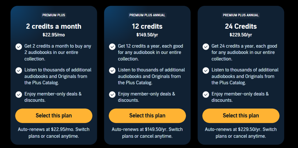 Audible Additional plans