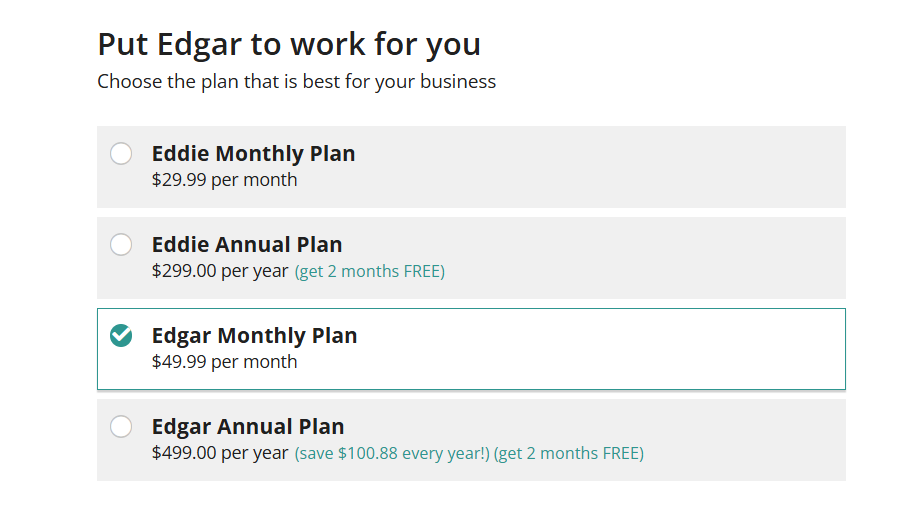 MeetEdgar Pricing Page