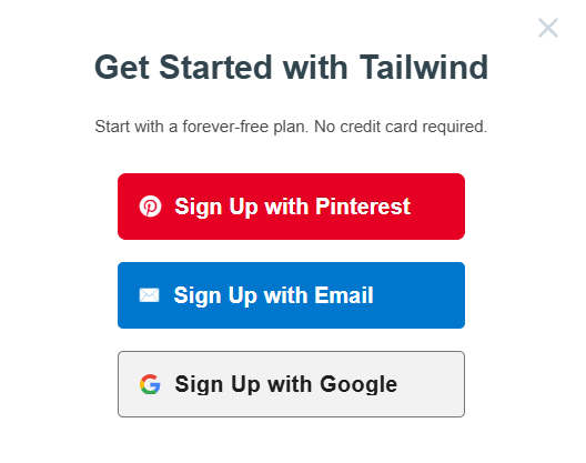 Tailwind Sign Up Option