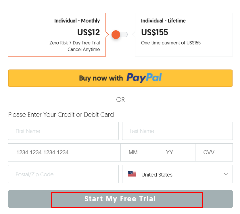 Ubersuggest Checkout Page