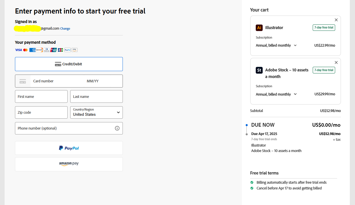 Adobe Illustrator Checkout Page