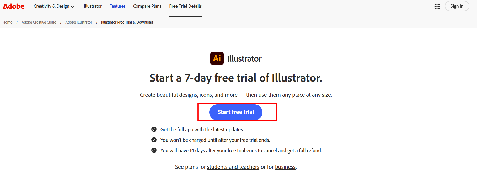 Adobe Illustrator Homepage