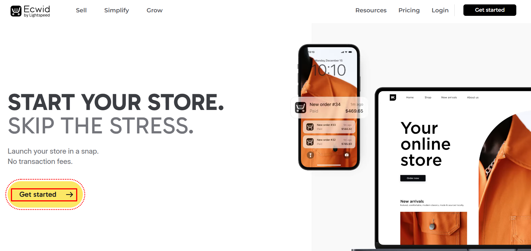 Ecwid homepage