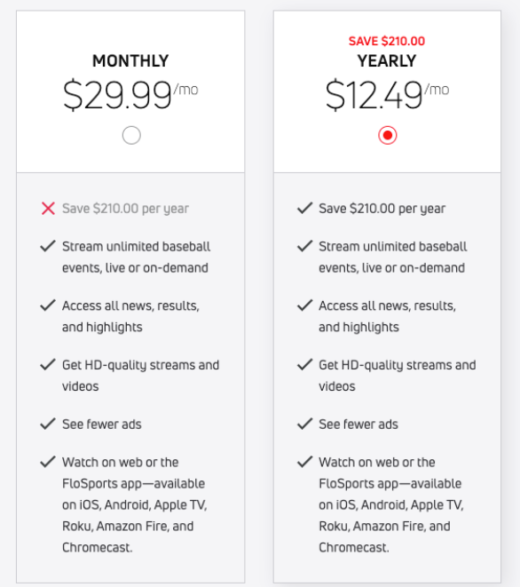 FloRacing Pricing Plan