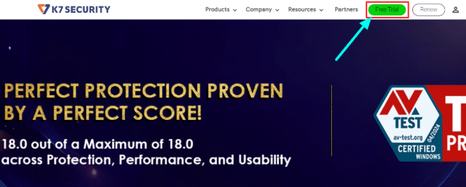 K7 Total security homepage