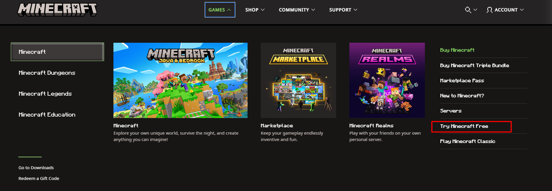 Minecraft Try For Free