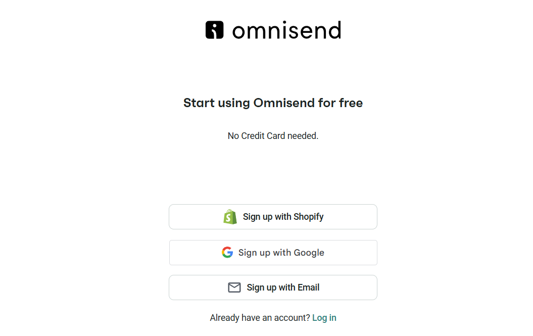Omnisend Sign In page