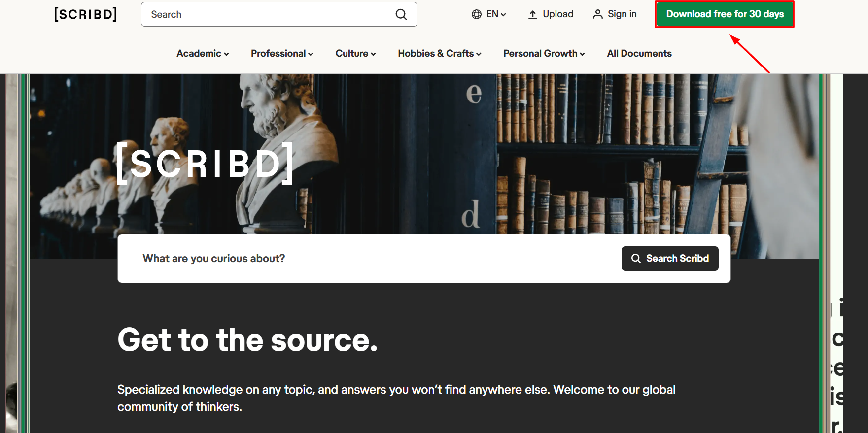 Scribd Homepage