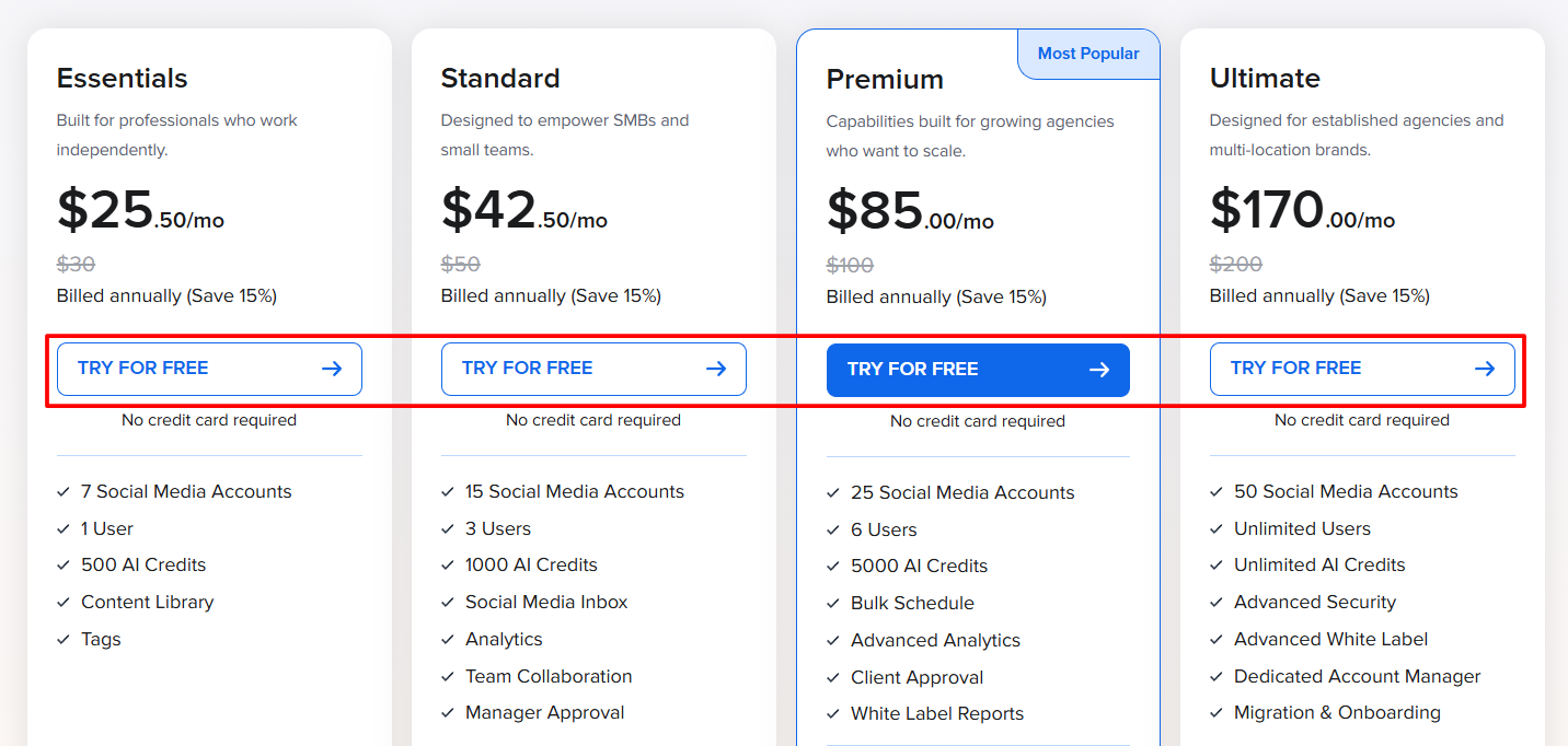Select Your Plan & Click On Try For Free