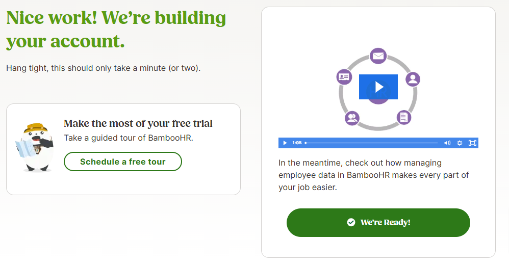 BambooHR Free Trial prompt page