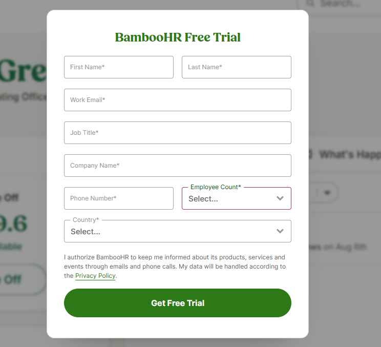 BambooHR free trial
