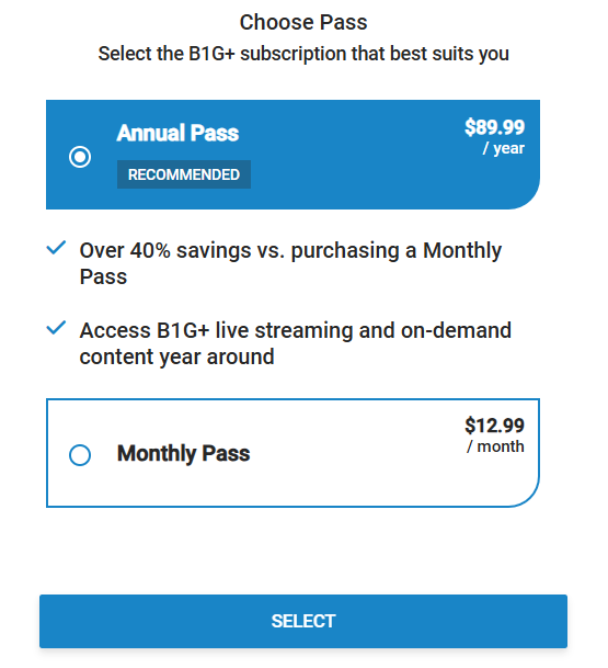 Big Ten Plus Pricing & Plans