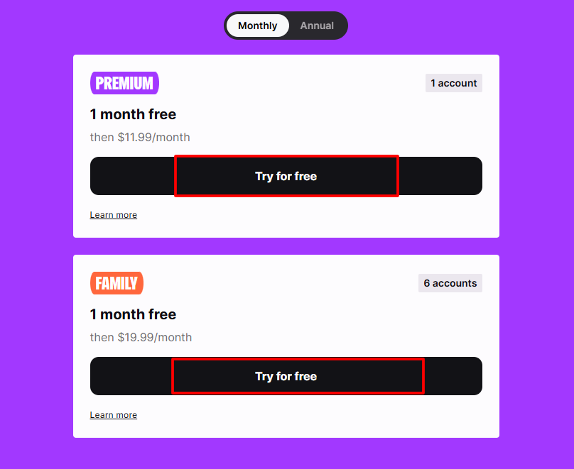 Click On TRY FOR FREE Button