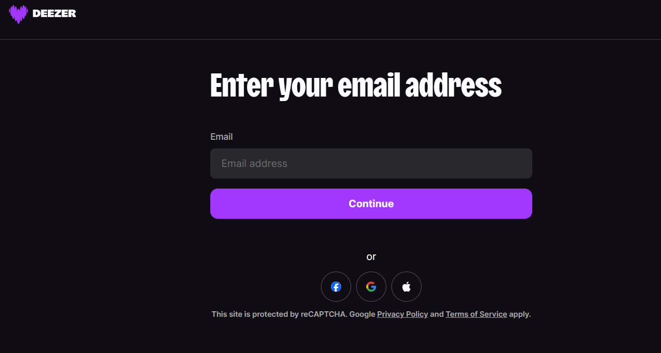 Sign Up For Deezer or Log In