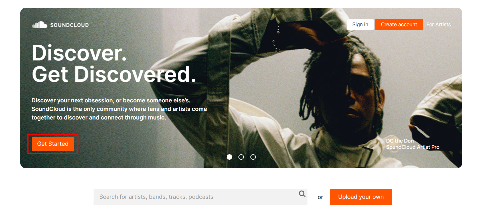 SoundCloud homepage