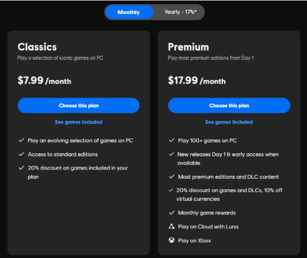 Ubisoft + Pricing & Plans
