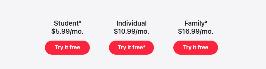 Apple Music Pricing Plans