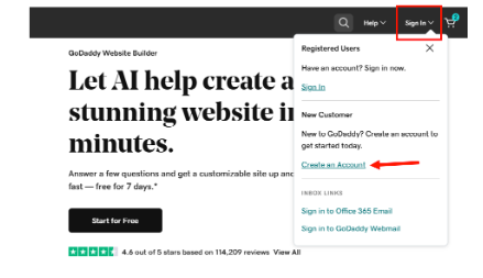 Create an Account on GoDaddy