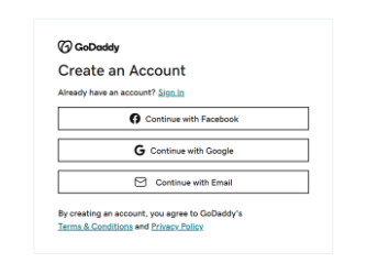 GoDaddy Ac Creation Options