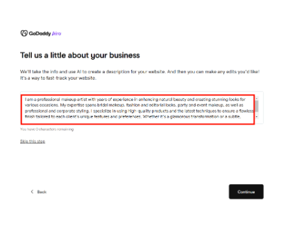 GoDaddy Business info
