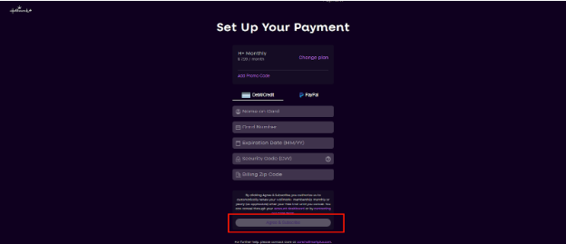 Hallmark Plus Checkout page