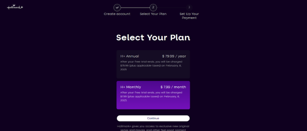Hallmark Plus Plan selection