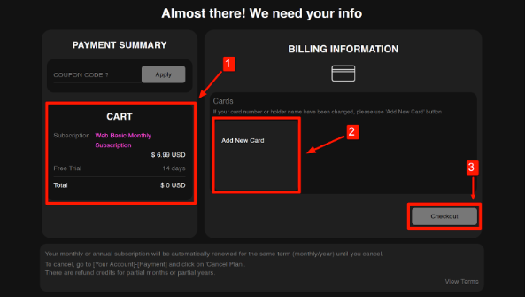 Kocowa+  Payment page