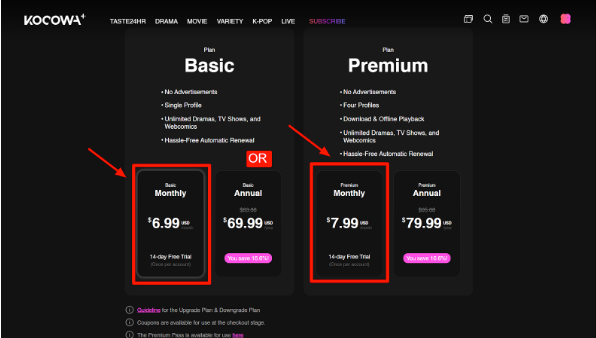 Kocowa+ Plans And Pricing
