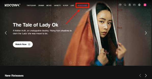 Kocowa+ website Subscribe button