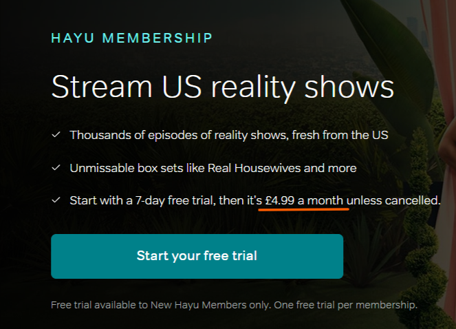 NOW Hayu pricing plan