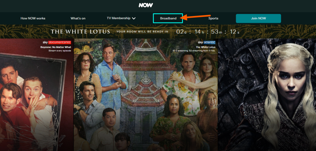 NOW TV website