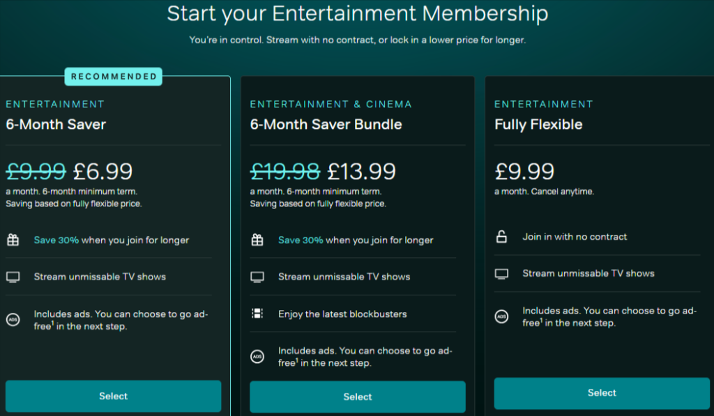 Now Entertainment membership