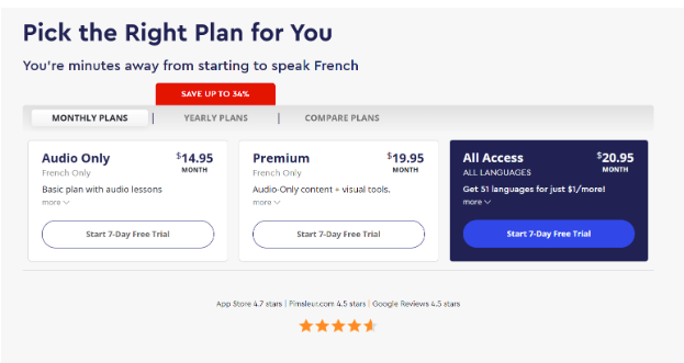 Pimsleur Pricing & Plans