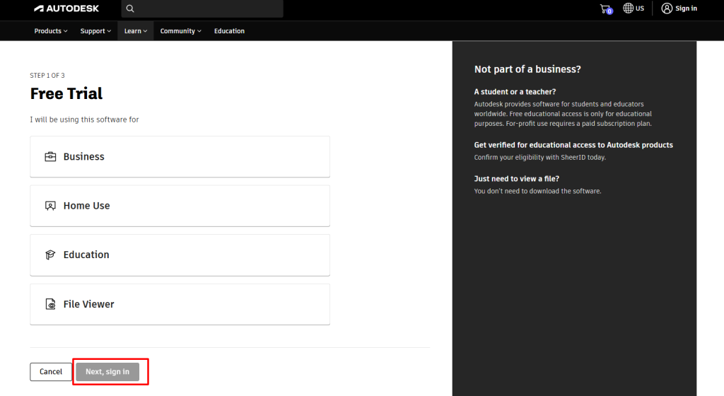 Revit Trial Intake Page