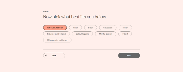 Select your ethnicity in POF
