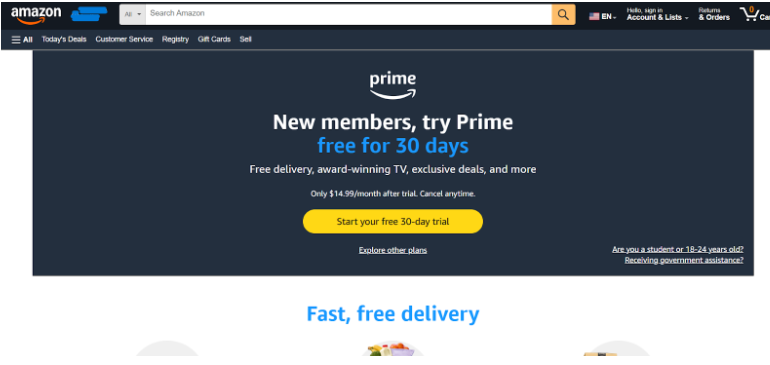 Start the Amazon Prime Free Trial