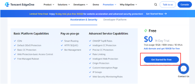 Tencent Cloud Free trial