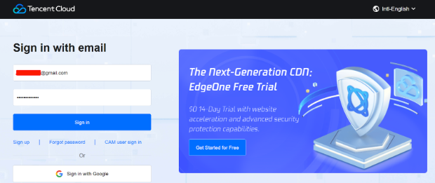 Tencent Cloud Sign up
