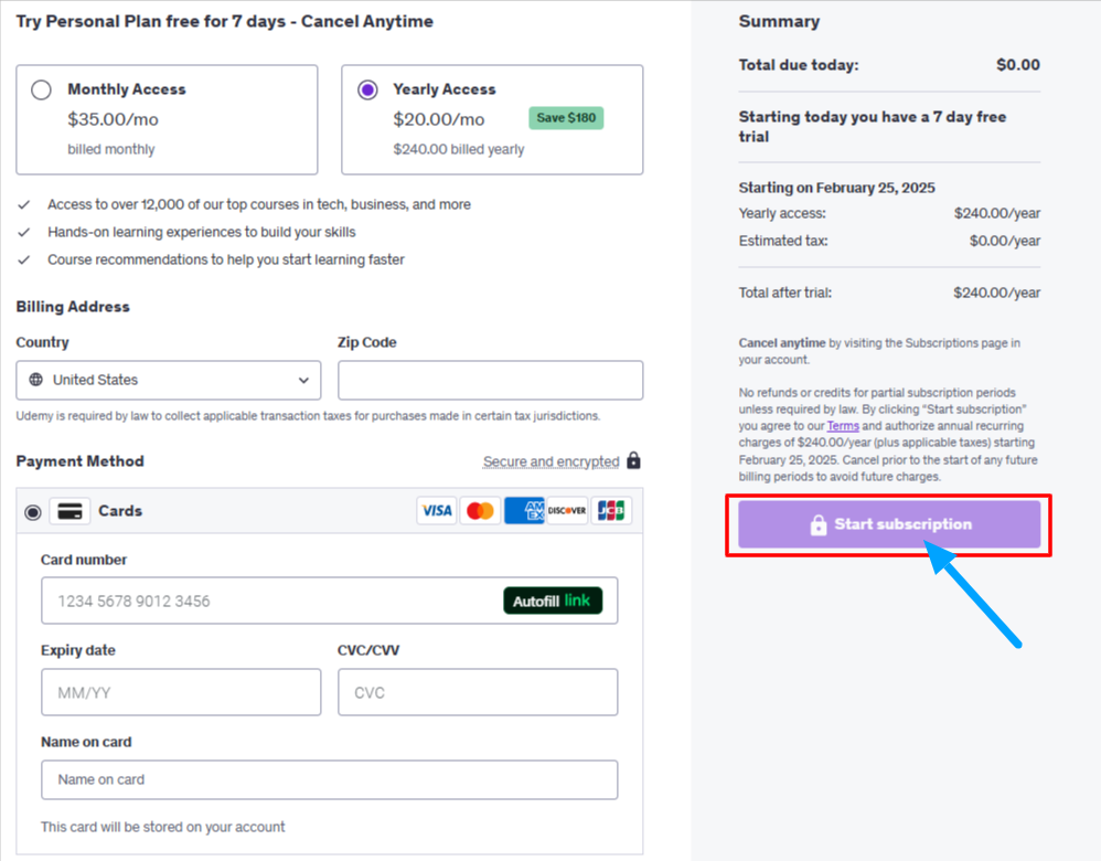 Udemy Checkout Page