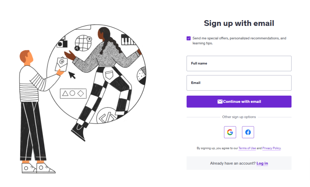 Udemy Sign Up Page