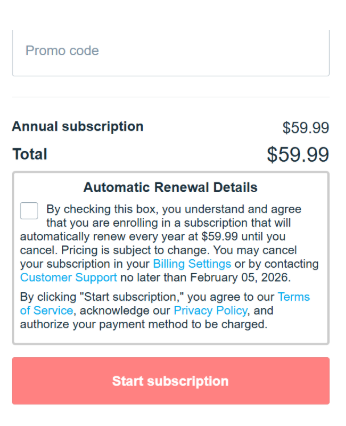 Zeus website Start Subscription