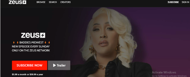 Zeus website Subscribe Now Button