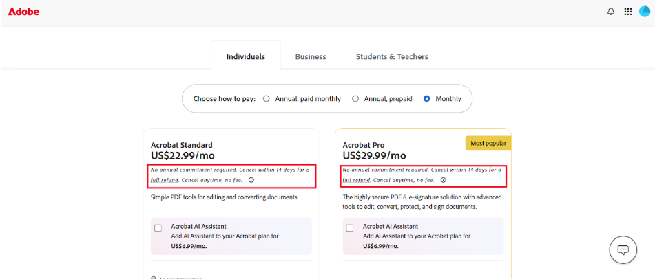 Adobe Acrobat Pricing & Plans